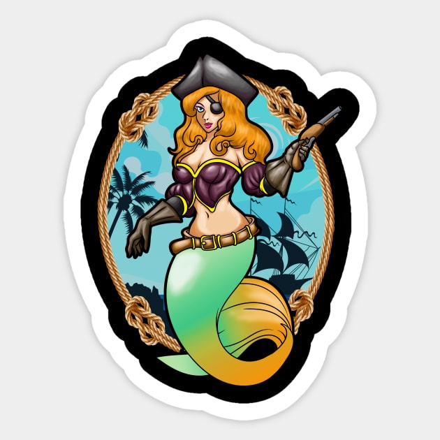 Mermaid Pirate Women Men Christmas Gift Sticker by Ramadangonim